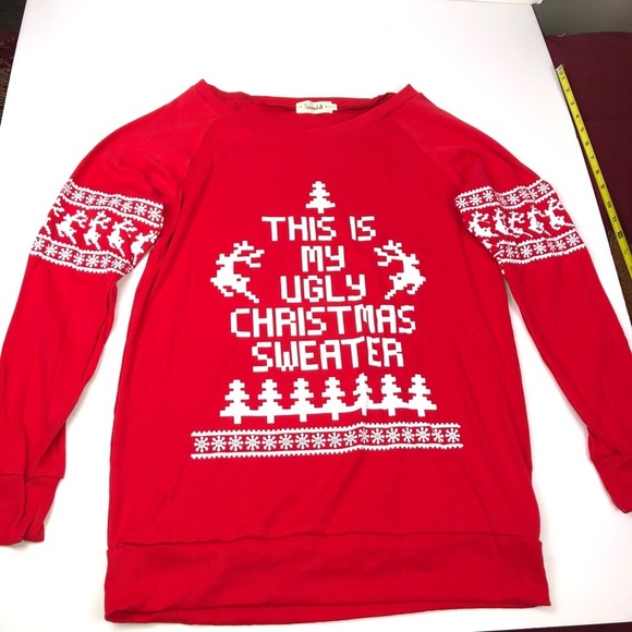 Spadehill Holiday Ugly Christmas Sweater T Shirt Red - Picture 3 of 16